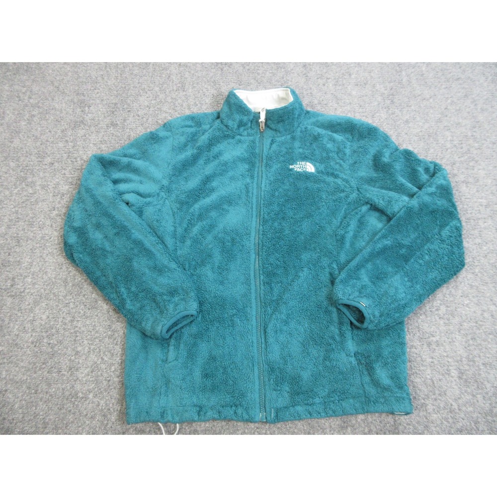 The North Face Fleece Jacket Womens Large Green Plush Full Zip Pockets Warm